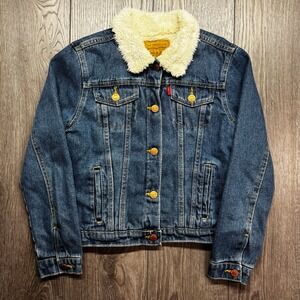 Levis Kids Sherpa Lined Denim Trucker Jacket Blue Size L 12-13 YRS E290-M3X 421